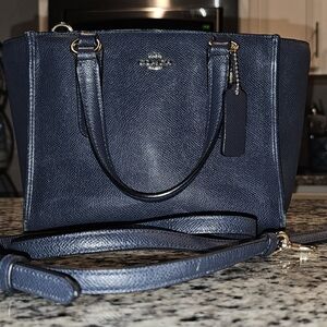 Coach Navy Blue Leather Tote Bag